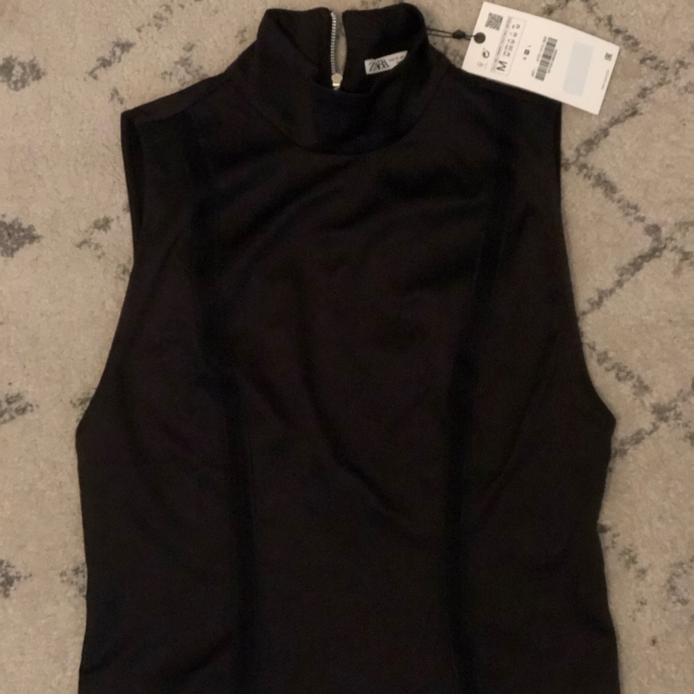 NWT ZARA Black Faux Leather tank